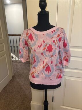 Fate Pink Multicolor Abstract Knit Top